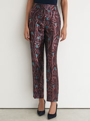 Reiss Purple Zayla Jacquard Tapered Trousers - Image 4 of 8