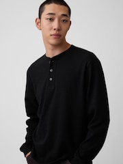 Μαύρο - Gap Relaxed Henley T-Shirt - Εικόνα 4 από 5