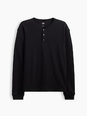 Μαύρο - Gap Relaxed Henley T-Shirt - Εικόνα 5 από 5
