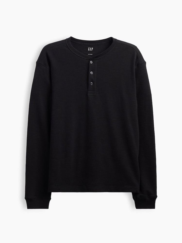 Μαύρο - Gap Relaxed Henley T-Shirt - Εικόνα 5 από 5