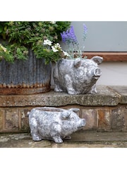 Gallery Home White Small Pig Planter - Image 1 of 13