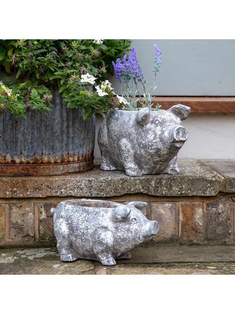 Gallery Home White Small Pig Planter - Image 1 of 13
