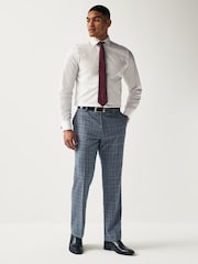 Blue Regular Fit Trimmed Check Suit Trousers - Image 2 of 8