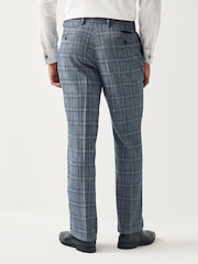 Blue Regular Fit Trimmed Check Suit Trousers - Image 3 of 8