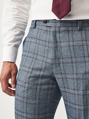 Blue Regular Fit Trimmed Check Suit Trousers - Image 4 of 8
