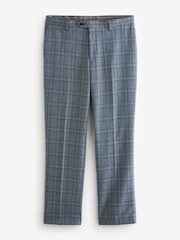 Blue Regular Fit Trimmed Check Suit Trousers - Image 5 of 8