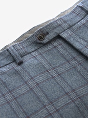 Blue Regular Fit Trimmed Check Suit Trousers - Image 6 of 8