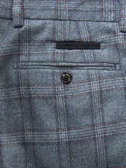 Blue Regular Fit Trimmed Check Suit Trousers - Image 7 of 8