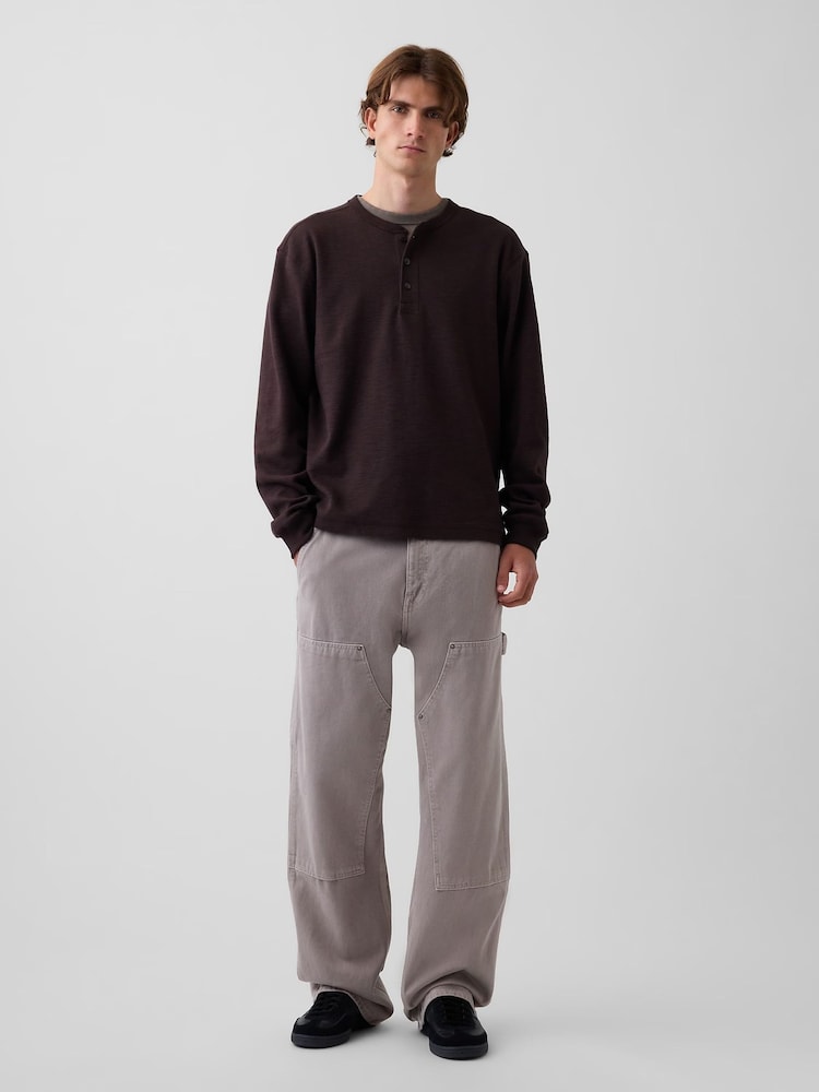 Καφετί - Gap Relaxed Henley T-Shirt - Εικόνα 2 από 5