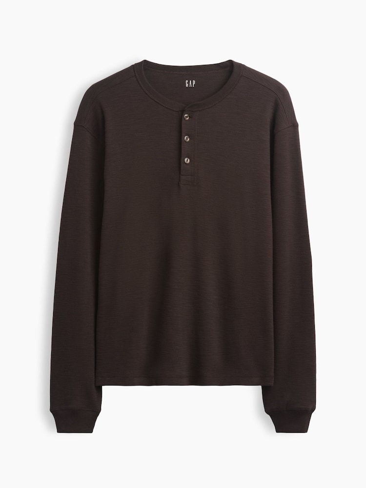 Καφετί - Gap Relaxed Henley T-Shirt - Εικόνα 5 από 5