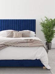 Aspire Furniture Navy Upholstered End Lift Ottoman Storage Bed - Image 1 of 4