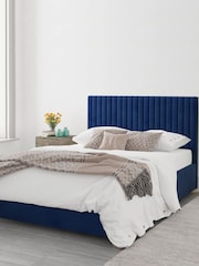 Aspire Furniture Navy Upholstered End Lift Ottoman Storage Bed - Image 2 of 4