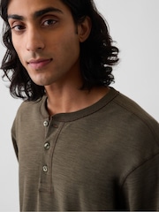 Λαδί - Gap Relaxed Henley T-Shirt - Εικόνα 4 από 5