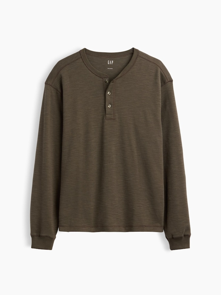 Λαδί - Gap Relaxed Henley T-Shirt - Εικόνα 5 από 5