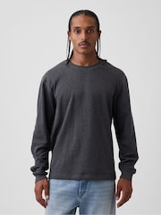 Gap Charcoal Grey Relaxed Waffle Knit Long Sleeve T-Shirt - Image 1 of 5