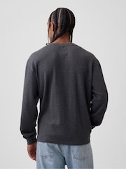 Gap Charcoal Grey Relaxed Waffle Knit Long Sleeve T-Shirt - Image 2 of 5