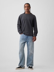 Gap Charcoal Grey Relaxed Waffle Knit Long Sleeve T-Shirt - Image 3 of 5