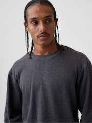 Gap Charcoal Grey Relaxed Waffle Knit Long Sleeve T-Shirt - Image 4 of 5