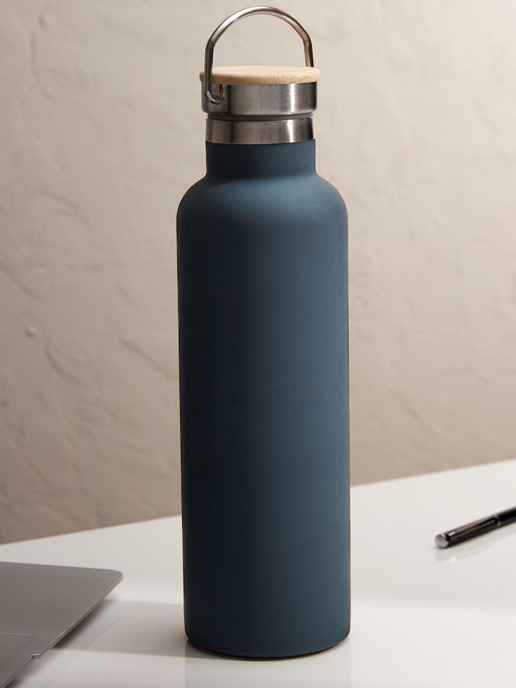 Blue Drinks Bottle with Bamboo Lid - Image 1 of 3