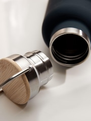Blue Drinks Bottle with Bamboo Lid - Image 2 of 3