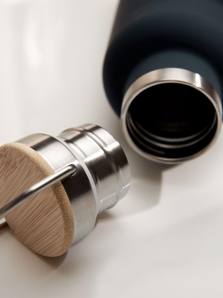 Blue Drinks Bottle with Bamboo Lid - Image 2 of 3