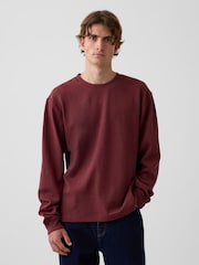 Rouge bordeaux - Gap Relaxed Waffle Knit Long Sleeve T-Shirt - Image 1 de 5