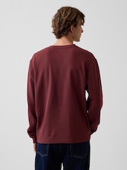 Rouge bordeaux - Gap Relaxed Waffle Knit Long Sleeve T-Shirt - Image 3 de 5