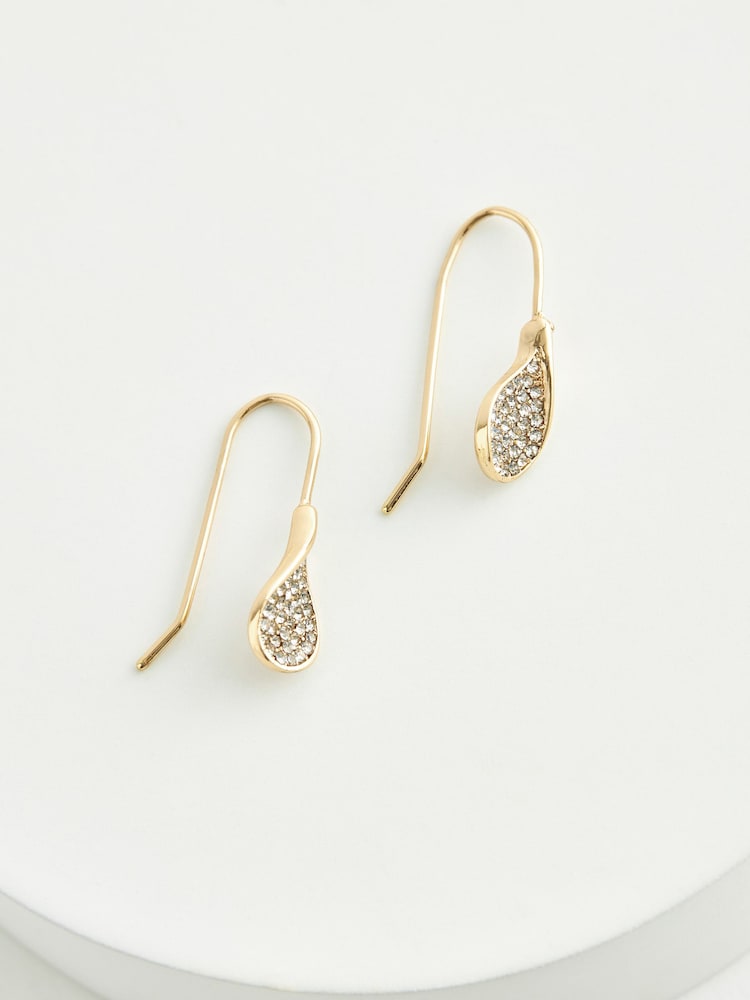 Gold Tone Sparkle Petal Drop Earrings - Image 1 of 2