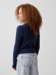Gap Navy Pointelle Rib Cardigan (4-13yrs) - Image 2 of 5