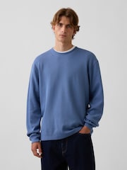 Bleu - Gap Relaxed Waffle Knit Long Sleeve T-Shirt - Image 1 de 4