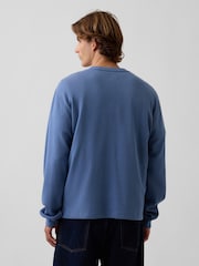 Bleu - Gap Relaxed Waffle Knit Long Sleeve T-Shirt - Image 2 de 4