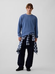 Bleu - Gap Relaxed Waffle Knit Long Sleeve T-Shirt - Image 3 de 4