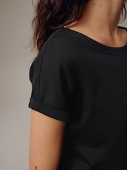 Black Cap Sleeve T-Shirt Top - Image 3 of 4