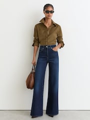 Reiss Dark Blue Jas Tall Cotton-Modal Wide-Leg Jeans - Image 1 of 8