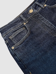 Reiss Dark Blue Jas Tall Cotton-Modal Wide-Leg Jeans - Image 7 of 8