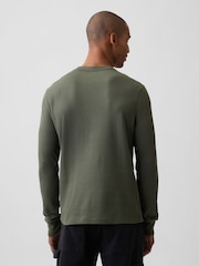 Vert kaki - T-shirt Gap en maille gaufrée à manches longues - Image 2 de 5