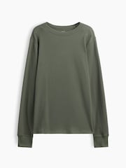 Vert kaki - T-shirt Gap en maille gaufrée à manches longues - Image 4 de 5
