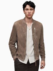 AllSaints Brown Kemble Suede Bomber Jacket - Image 1 of 6