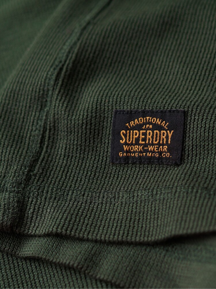Zielony - Superdry 100% Cotton Waffle Long Sleeve Henley Top - Image 5 of 6