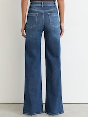 Reiss Mid Blue Jas Cotton-Modal Wide-Leg Jeans - Image 6 of 7