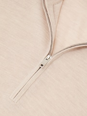 Reiss Oatmeal Melange Heatherton Ultra-Fine Merino Wool Quarter-Zip Jumper - Image 6 of 6