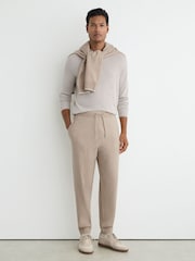 Reiss Oatmeal Normandy Merino Wool-Blend Cuffed Joggers - Image 1 of 6