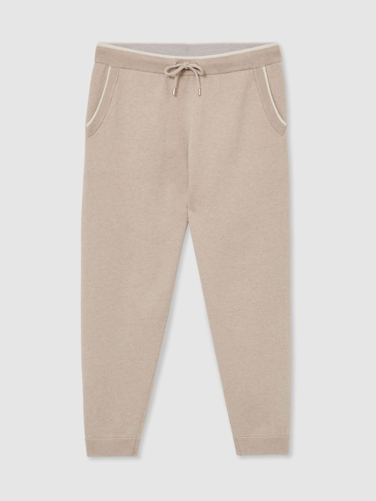 Reiss Oatmeal Normandy Merino Wool-Blend Cuffed Joggers - Image 2 of 6 Reiss Oatmeal Normandy Merino Wool-Blend Cuffed Joggers - Image 2 of 6