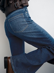 Reiss Mid Blue Jas Petite Cotton-Modal Wide-Leg Jeans - Image 1 of 8