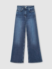 Reiss Mid Blue Jas Petite Cotton-Modal Wide-Leg Jeans - Image 2 of 8