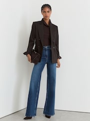 Reiss Mid Blue Jas Petite Cotton-Modal Wide-Leg Jeans - Image 3 of 8