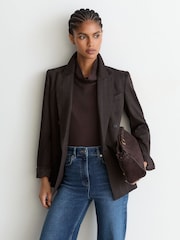 Reiss Mid Blue Jas Petite Cotton-Modal Wide-Leg Jeans - Image 5 of 8
