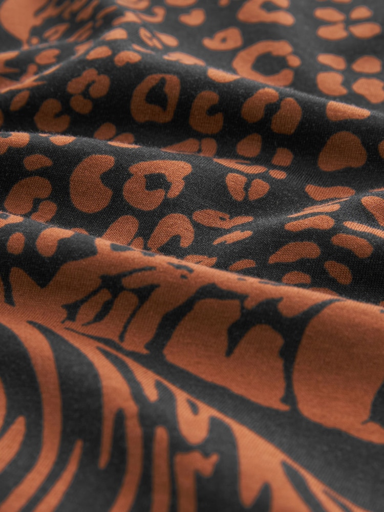 Black/Tan Brown Animal Cotton Long Sleeve Pyjamas - Image 9 of 9