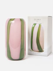 Oliver Bonas Pink Clara Stripe Glass Vase - Image 3 of 5