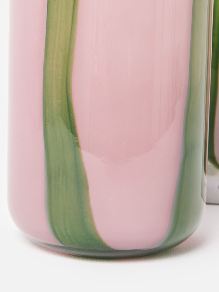 Oliver Bonas Pink Clara Stripe Glass Vase - Image 5 of 5